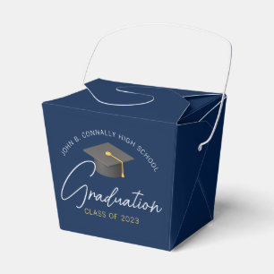 Chic Navy Blue Modern 2025 Graduation Party Favour Box