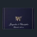 Chic Navy Blue Monogram Names Newlyweds Wedding Doormat<br><div class="desc">Chic Navy Blue Monogram Names Newlyweds Wedding Doormat. Personalised navy blue monogrammed doormat with elegant classic script for the family name initial, names of the bride and groom and date on a solid navy blue background. Perfect gift for newly weds, or beautiful for your own home. Click personalise this template...</div>