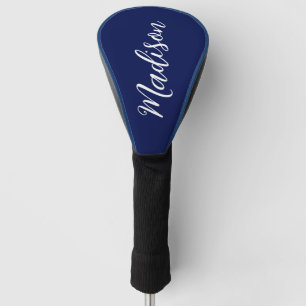 Chic Navy Blue Name Custom Handwritten Script Golf Head Cover