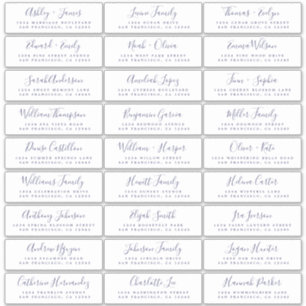 Chic Navy Blue Script Wedding Guest Address Labels