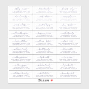 Chic Navy Blue Script Wedding Guest Address Labels