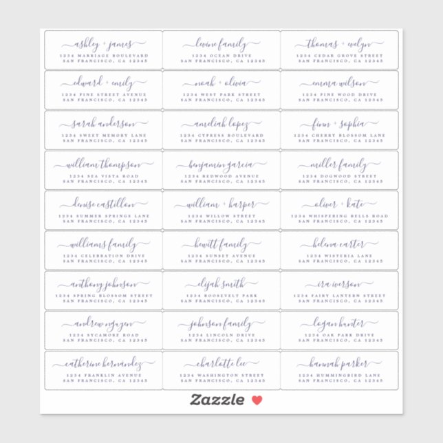 Chic Navy Blue Script Wedding Guest Address Labels (Sheet)