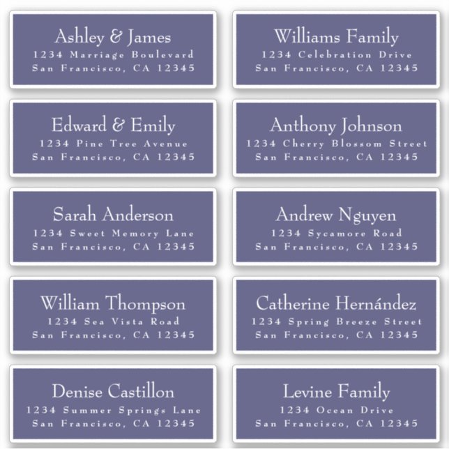 Chic Navy Blue Wedding Guest Address Labels (Front)