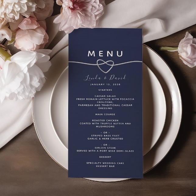 Chic Navy Blue Wedding Menu (Creator Uploaded)