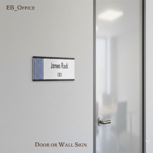 Chic Navy Blue & White Stripes Custom Door & Wall Sign
