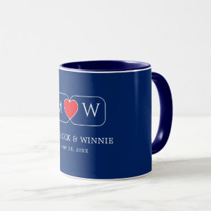 Chic Navy Couple Coffee Mugs Wedding Gift