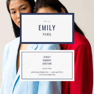 Chic Navy Fashion Stylist / Beauty Business Card