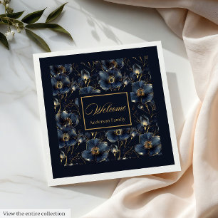 Chic Navy Gold Napkins Elegant Custom Gift Design
