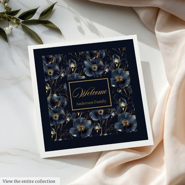 Chic Navy Gold Napkins Elegant Custom Gift Design (Chic Navy Gold Napkins Elegant Custom Gift Design)