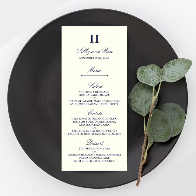 Chic Navy & Ivory Wedding Menu Template (Creator Uploaded)