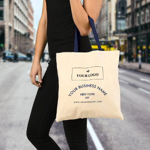 Chic Navy Logo Business Name Website Promotional Tote Bag