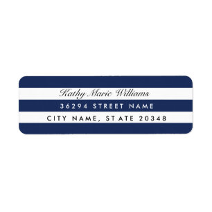Chic Navy Striped Address Labels