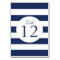 Chic Navy Stripes Table Number Card
