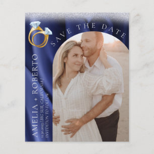 Chic Navy Velvet Wedding Save the Date Photo Card