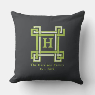 Chic Neon Citrus Green Black Geometric Custom Cushion