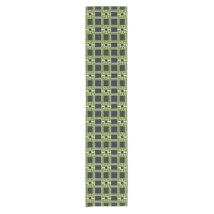 Chic Neon Citrus Green Black Pattern Short Table Runner