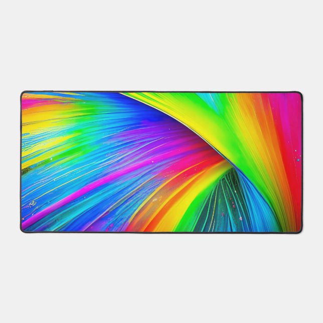 Chic Neon Rainbow Colours Abstract Design Desk Mat (Front)