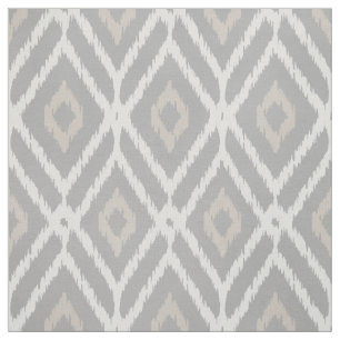 Chic neutral brown beige ikat diamond pattern fabric