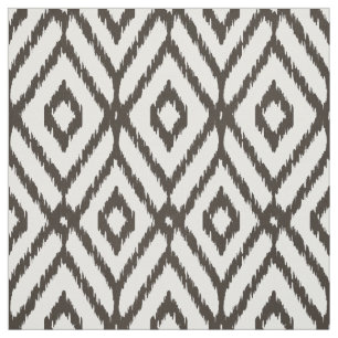 Chic neutral brown beige ikat diamond pattern fabric