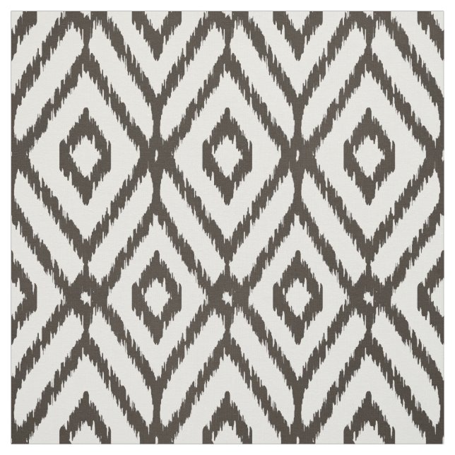 Chic neutral brown beige ikat diamond pattern fabric (Swatch)