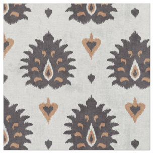 Chic neutral brown brey damask ikat pattern fabric