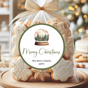 Chic Neutral Christmas Family Name Sticker Tag