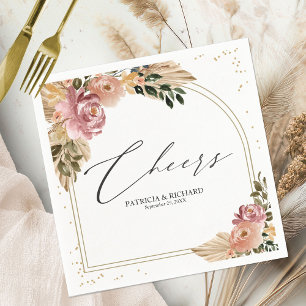 Chic Neutral Colours Boho Floral Wedding Napkins
