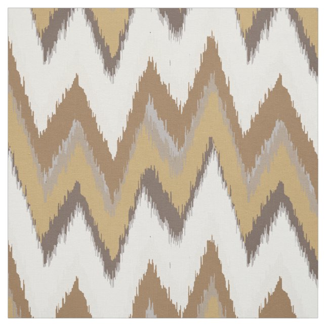 Chic neutral gold ikat tribal chevron pattern fabric (Swatch)