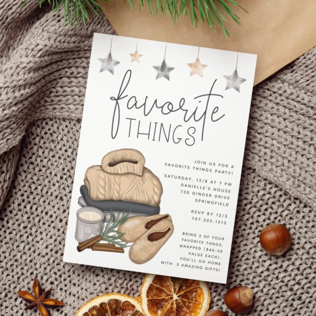 Chic Neutral Holiday Favourite Things Party Invitation (Creator Uploaded)