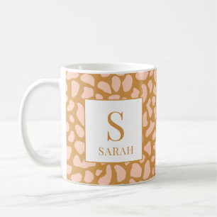 Chic Neutral Leopard Spots Custom Name Mug