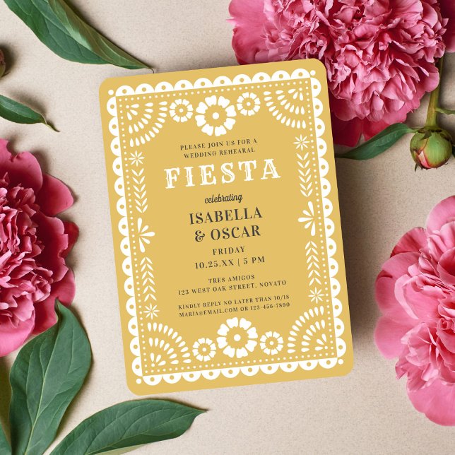 Chic Neutral Papel Picado Wedding Rehearsal Dinner Invitation (Creator Uploaded)