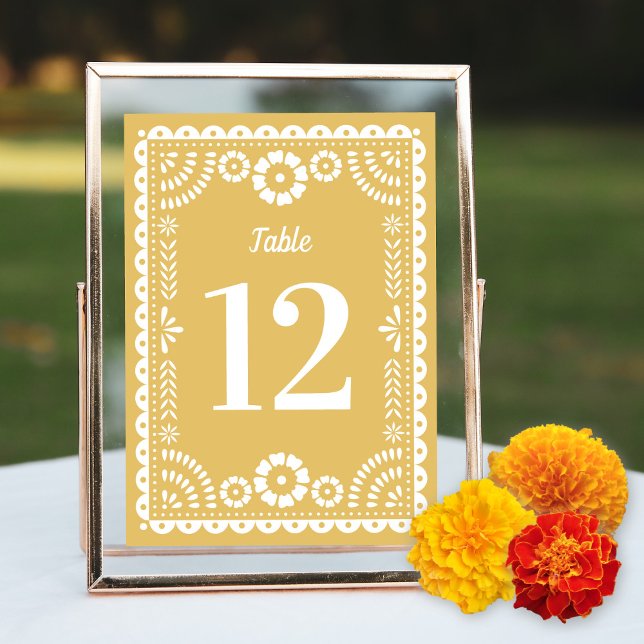 Chic Neutral Papel Picado Wedding Table Number  (Creator Uploaded)