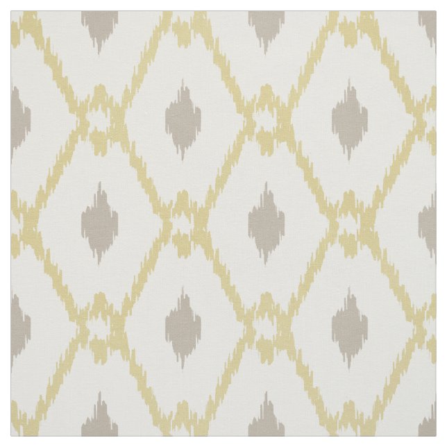 Chic neutral yellow taupe ikat diamond pattern fabric (Swatch)