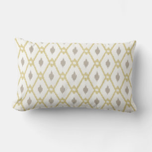 Chic neutral yellow taupe ikat diamond pattern lumbar cushion
