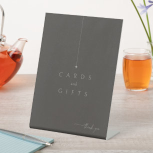 Chic Neutrals Wedding Cards Gifts Charcoal ID1020 Pedestal Sign