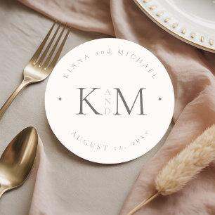 Chic Neutrals Wedding Initials Ivory ID1020 Round Paper Coaster
