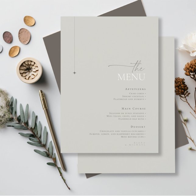 Chic Neutrals Wedding Menu Pastel Grey ID1020 (Creator Uploaded)