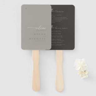 Chic Neutrals Wedding Program Taupe ID1020 Hand Fan