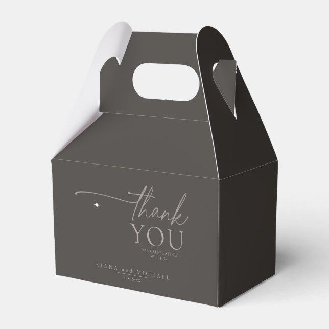 Chic Neutrals Wedding Thank You Charcoal ID1020 Favour Box (Front Side)
