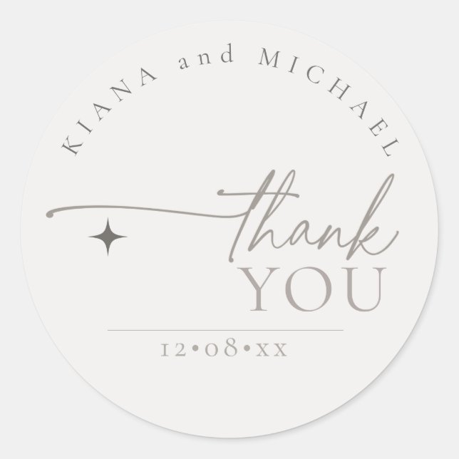 Chic Neutrals Wedding Thank You Powder ID1020 Classic Round Sticker (Front)