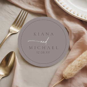 Chic Neutrals Wedding Warm Grey ID1020 Round Paper Coaster