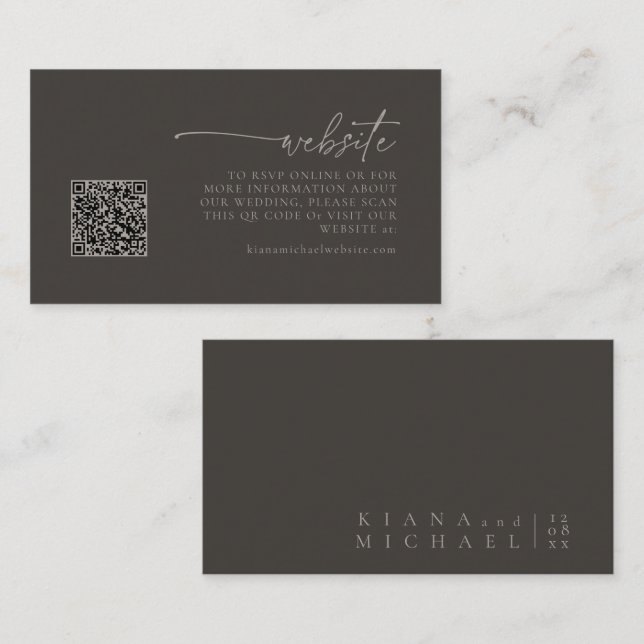 Chic Neutrals Wedding  Website Charcoal ID1020 Enclosure Card (Front/Back)