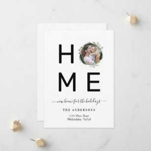 Chic New HOME for Holidays Wreath Photo Moving Announcement