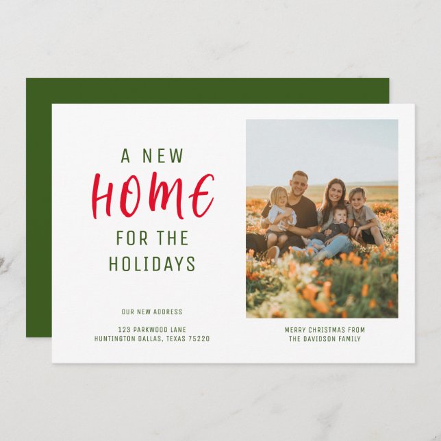 Chic New Home for the Holidays | Modern Photo Holiday Card (Front/Back)