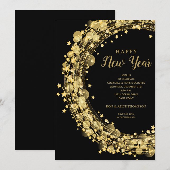 Chic New Year's Eve Party Invitation (Front/Back)