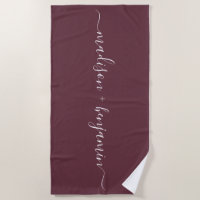 Chic Newlywed Monogram Names Burgundy