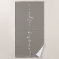 Chic Newlywed Monogram Names Grey