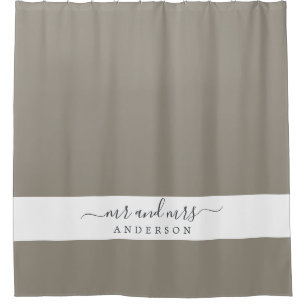 Chic Newlywed Mr Mrs Grey Monogram Shower Curtain