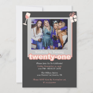 Chic Nightlife 21st Birthday Invitation