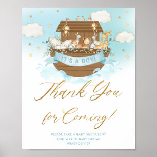 Chic Noah's Ark Blue Boy Thank You for Coming Sign